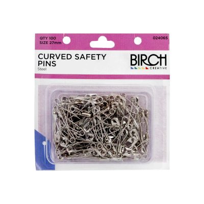 PINS QUILTERS CURVED STEEL SAFETY 27MM 100 ON