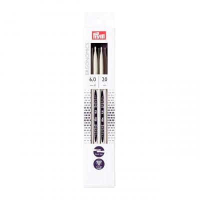PRYM ERGO DOUBLE-POINT KNITTING PINS 20CM/6MM 2PC