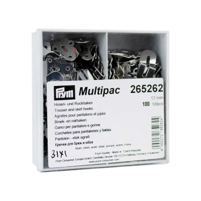 PRYM TROUSER & SKIRT HOOKS/BARS 12MM SILVER MULTI