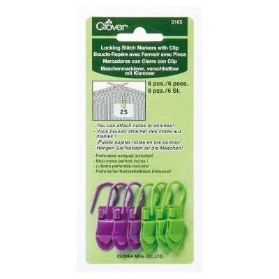 CLOVER LOCKING STITCH MARKERS WITH CLIP 3165