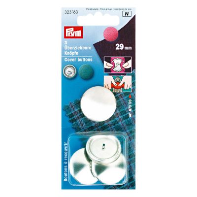 PRYM COVER BUTTONS WITHOUT TOOL BRASS 29 MM SILVER