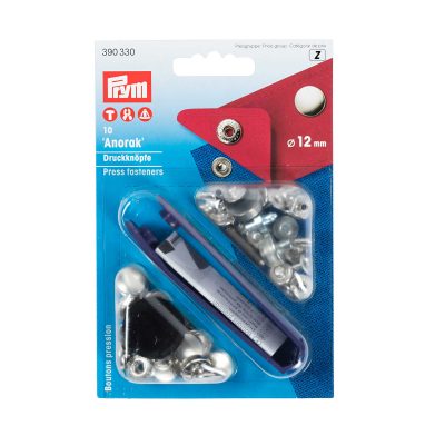 PRYM NON-SEW FASTENERS ANORAK BRASS 12 MM SILVER