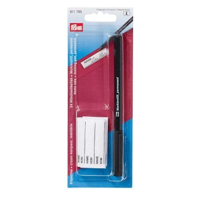 PRYM 24 LAUNDRY MARKING TABS & 1 PERMANENT MARKER