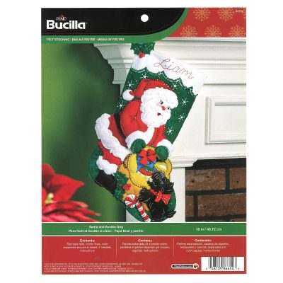 BUCILLA FELT APLQ STOCKINGS- SANTA & SCOTTIE DOG