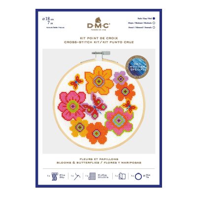 DMC CS KIT-BLOOMS & BUTTERFLIES 17.5CM ROUND