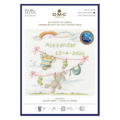 DMC BABY CROSS STITCH KIT - BUNNY RABBIT 20X20CM
