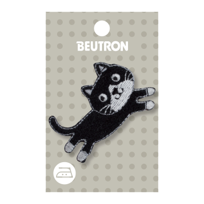 MOTIF IRON-ON CAT BLACK 3PK