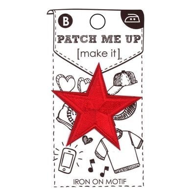 MOTIF IRON-ON STAR RED 3PK