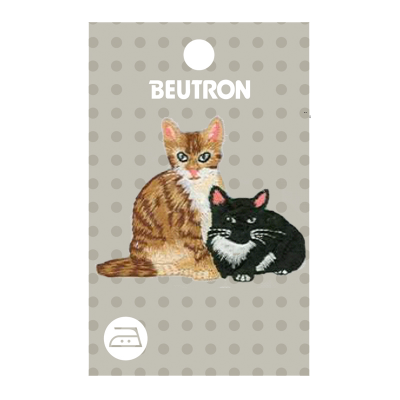 MOTIF IRON-ON CATS BLACK & RED 3PK