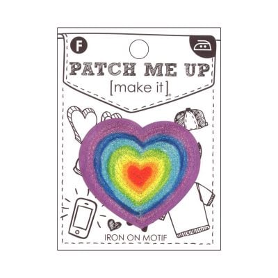 MOTIF IRON-ON  RAINBOW HEART 5.4X5CM/3PK