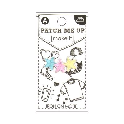 MOTIF IRON-ON  THREE STARS 3.1X1.4CM/3PK