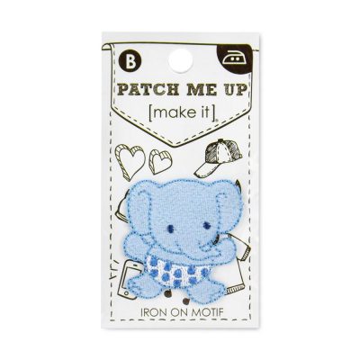 MOTIF IRON-ON ELEPHANT BLUE 3PK