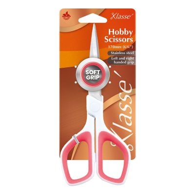 KLASSE SCISSORS HOBBY 6.75IN SOFTGRIP WHITE HANDLE