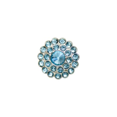HEMLINE BUTTONS SILVER SETTING BLUE DIAMONTES