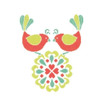 DMC BY LEUTS CROSS-STITCH LOVE BIRDS 21.5 X 25.5CM