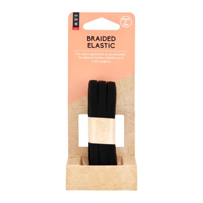 S.E.W. ELASTIC BRAIDED BLACK 6MM X 5M