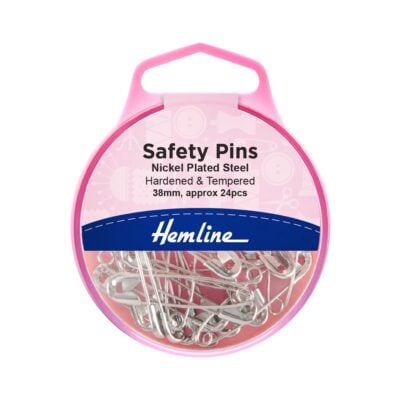 HEMLINE HANGSELL PINS SAFETY NICKLE 38MM 24PACK
