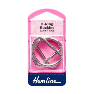 HEMLINE HANGSELL BUCKLE D RINGS 32MM 3PCS NICKLE