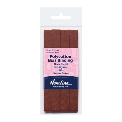 HEMLINE HANGSELL BIAS BINDING 12MM X 5M BROWN