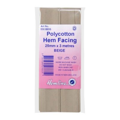 HEMLINE HANGSELL BIAS HEM FACING 25MM X 3M BEIGE