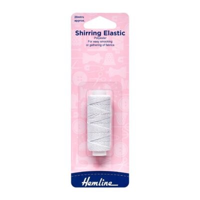 HEMLINE HANGSELL ELASTIC SHIRRING 0.75MM X 20M WHI
