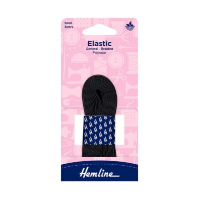 HEMLINE HANGSELL ELASTIC G/P BRAIDED 6MM X 5M