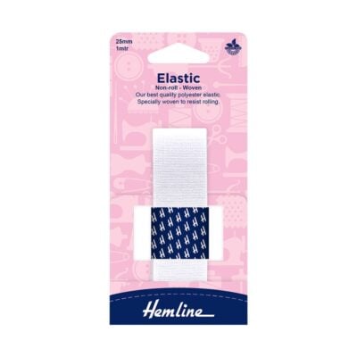HEMLINE HANGSELL ELASTIC NON ROLL WOVEN 25MM X 1M