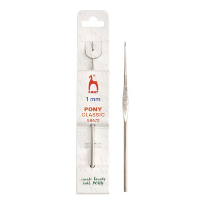 PONY CROCHET HOOK CLASSIC - GREY 12CM X 1MM STEEL