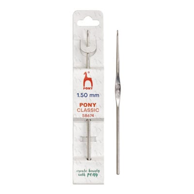 PONY CROCHET HOOK CLASSIC - GREY 12CM X 1.5MM