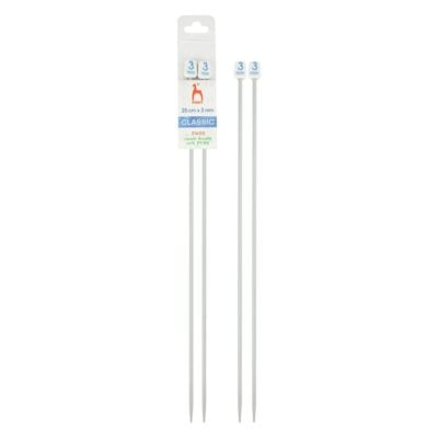 PONY STRAIGHT PAIR OF NEEDLES WITH ENDS 25CM X 3MM