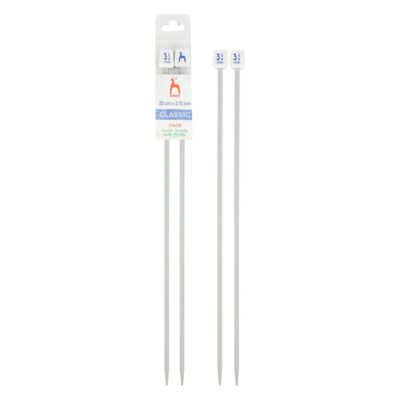 PONY STRAIGHT PAIR OF NEEDLES WITH ENDS