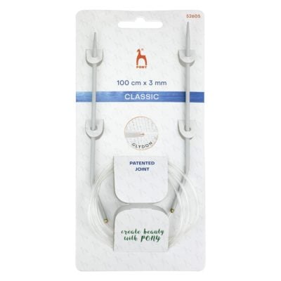 PONY CIRCULAR NEEDLES 100CM X 3MM ALUMINIUM