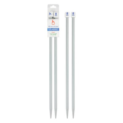PONY STRAIGHT PAIR OF NEEDLES WITH ENDS 30CM X 8MM