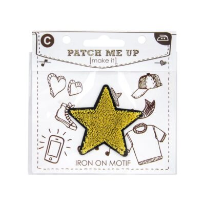 MOTIF IRON ON GOLD STAR 3PK