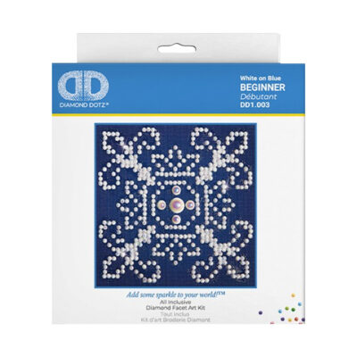 DIAMOND DOTZ WHITE ON BLUE 10.2 X 10.2CM (4 X 4IN)