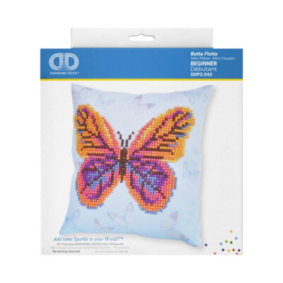 DIAMOND DOTZ BUTTA FLUTTA PILLOW 18 X 18CM