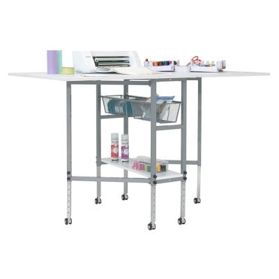 SEW READY CUTTING TABLE W/GRID SILVER/WHITE