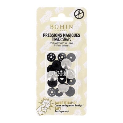 BOHIN FINGER SNAP BUTTON 14MM 1/2" /4SETS -SILVER