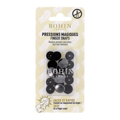 BOHIN FINGER SNAP BUTTON 14MM 1/2"/4SETS-BLACK